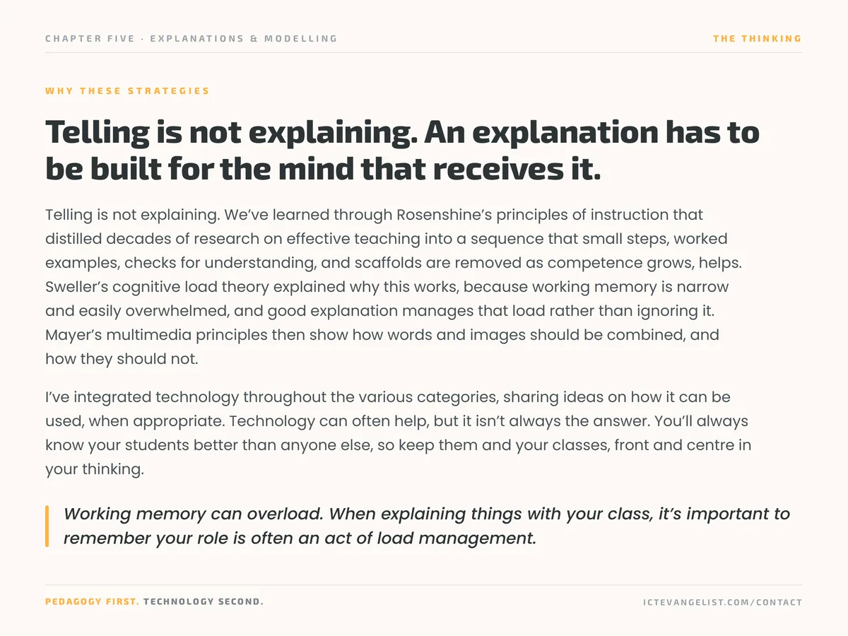 The thinking page for Explanations & Modelling from the guide.