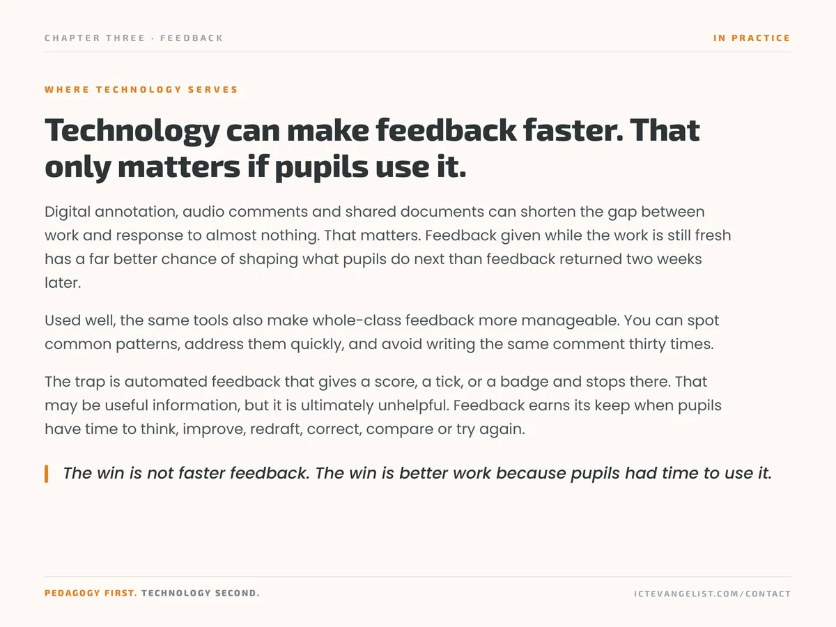 The in practice page for Feedback from the guide.