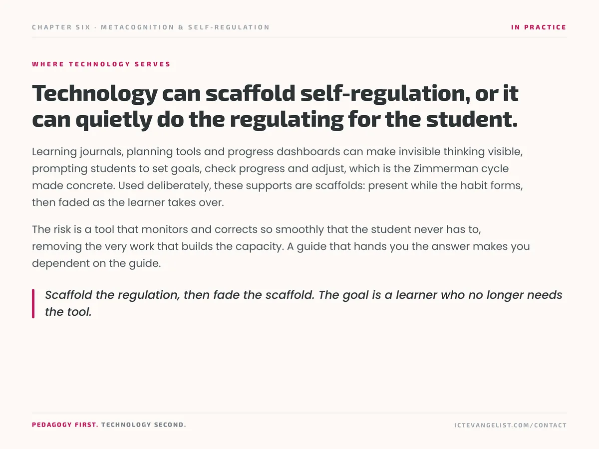 The in practice page for Metacognition & Self-Regulation from the guide.