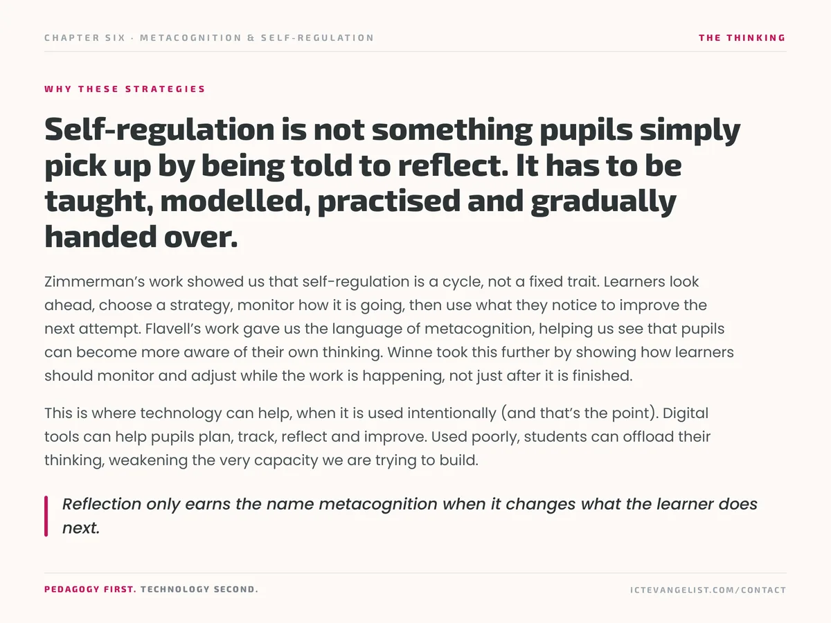 The thinking page for Metacognition & Self-Regulation from the guide.