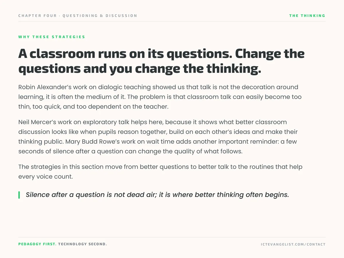 The thinking page for Questioning & Discussion from the guide.